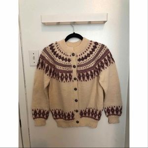 Dale of Norway Cream and Mauve Wool Cardigan